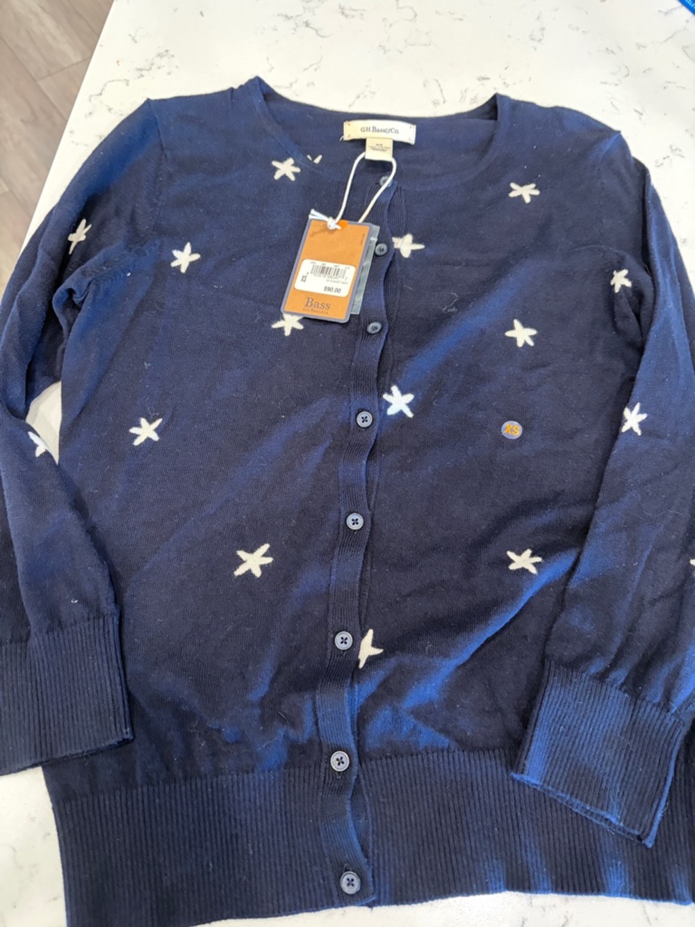 G.H. Bass & Co. Navy Cardigan with White Star Motif